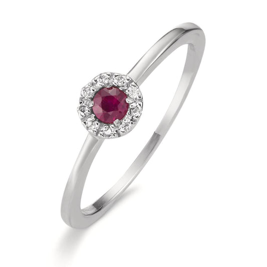 Solitaire ring 18k White Gold Ruby 10 Stones Ø5 mm