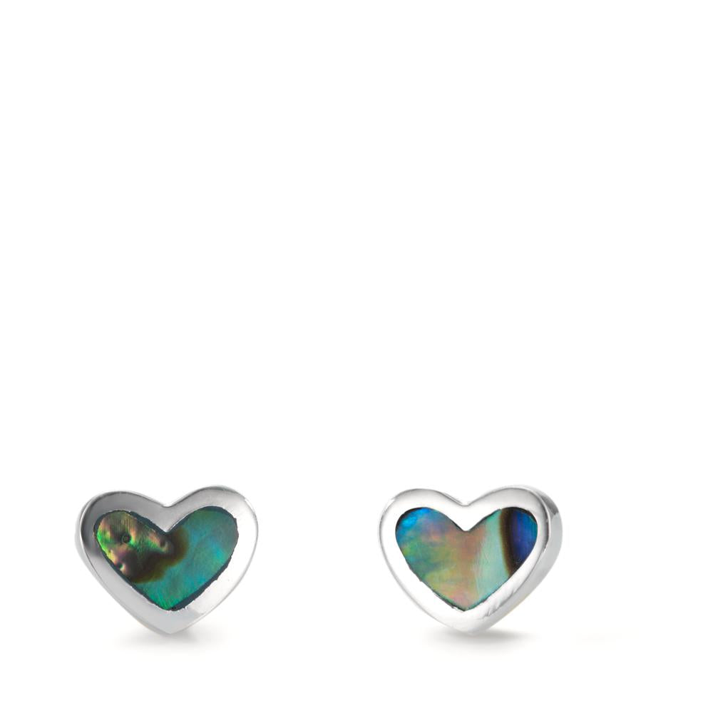 Stud earrings Silver Abalone Heart Ø6 mm