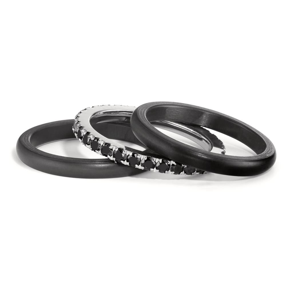 Ring Stainless steel, Carbon Zirconia Black