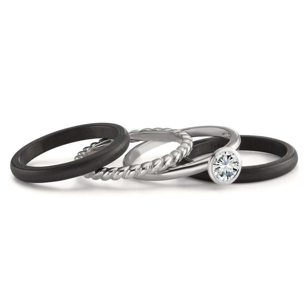 Ring Silver, Carbon Zirconia