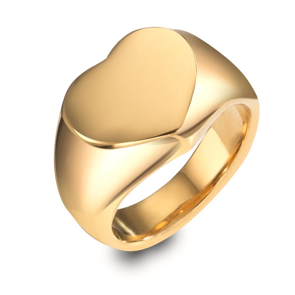 Ring Stainless steel Yellow IP coated Heart