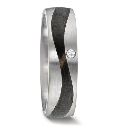 Wedding Ring Stainless steel, Carbon Diamond 0.02 ct, w-si