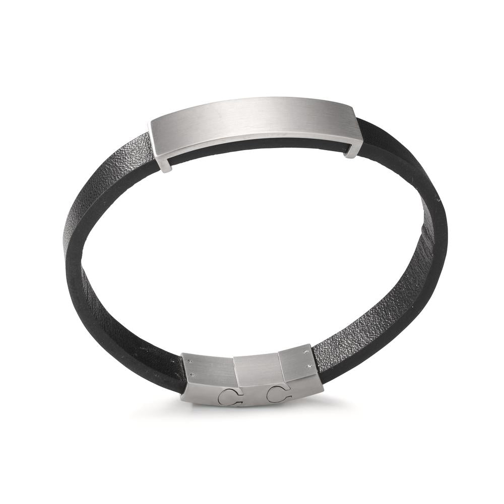 Engravable bracelet Stainless steel, Leather 20.5-21.5 cm