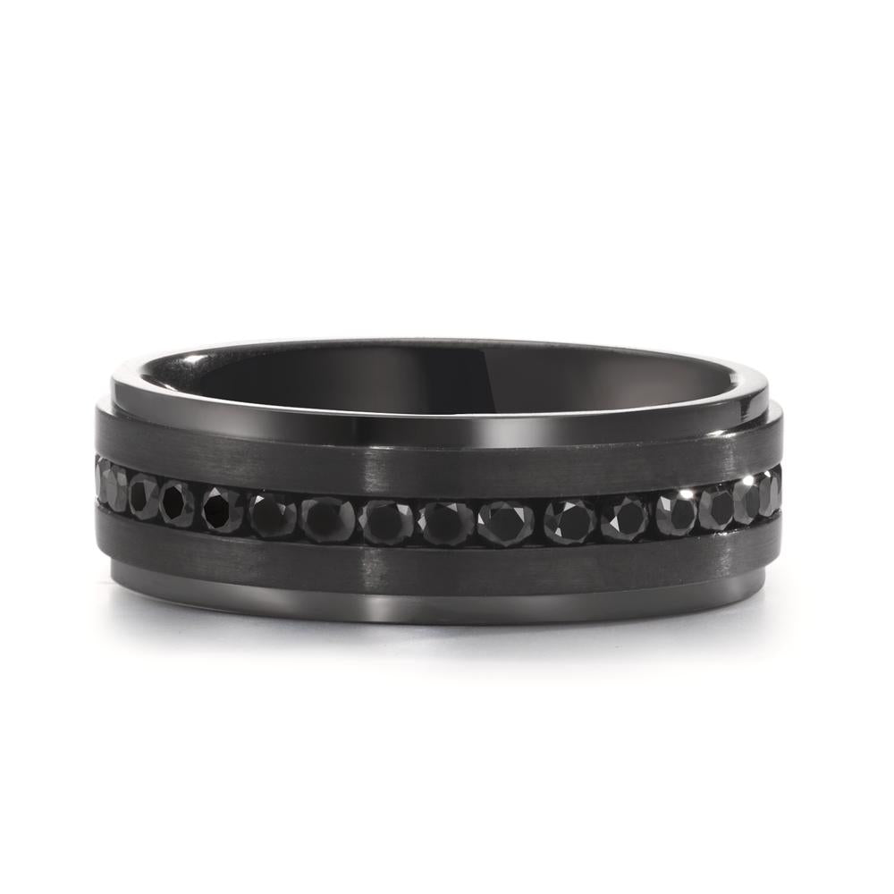 Ring Stainless steel Zirconia Black Black IP coated