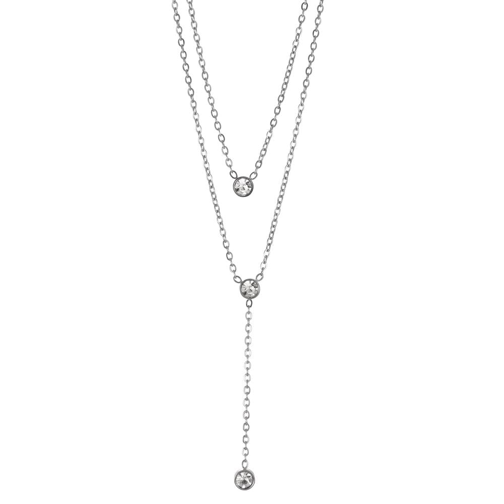 Necklace Stainless steel Zirconia 3 Stones 42-45 cm