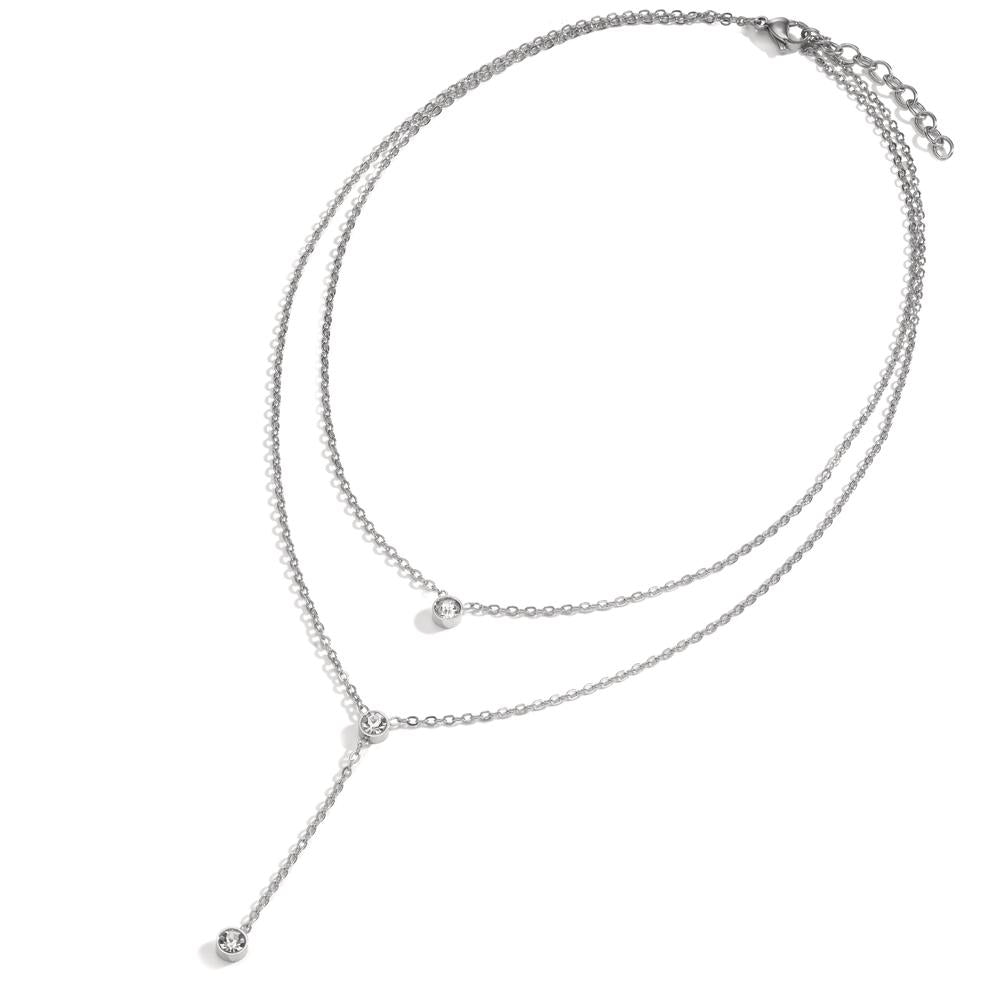 Necklace Stainless steel Zirconia 3 Stones 42-45 cm