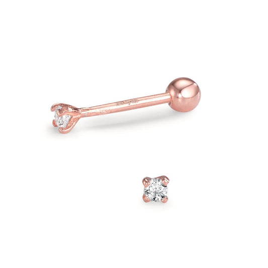 Piercing Silver Zirconia 2 Stones Rose Gold plated Ø2.2 mm