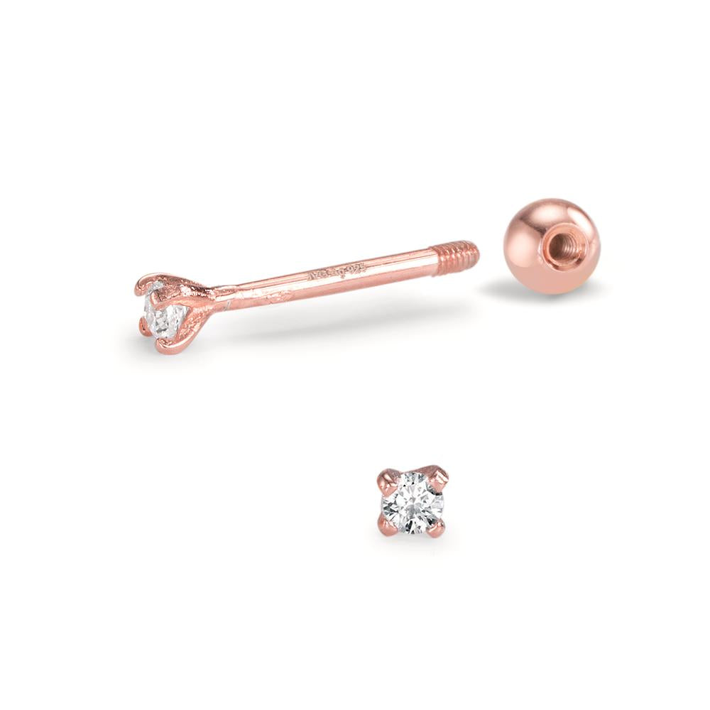 Piercing Silver Zirconia 2 Stones Rose Gold plated Ø2.2 mm