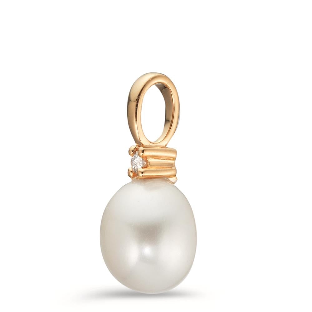 Pendant 18k Yellow Gold Diamond 0.02 ct, w-pi1 Freshwater pearl