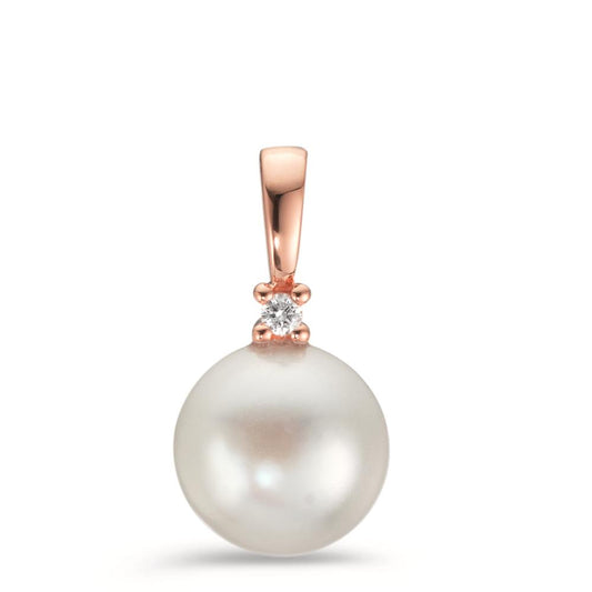 Pendant 18k Red Gold Diamond 0.02 ct, w-pi1 Freshwater pearl