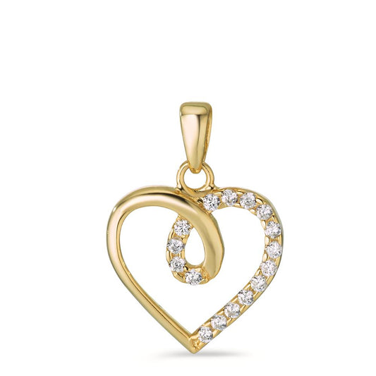 Pendant Silver Zirconia 16 Stones Yellow Gold plated Heart