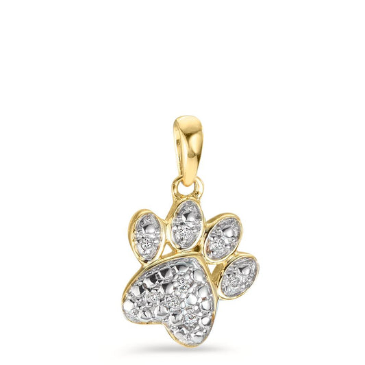 Pendant 9k Yellow Gold Diamond 0.02 ct, 8 Stones, w-si Bicolor Paw Ø9 mm