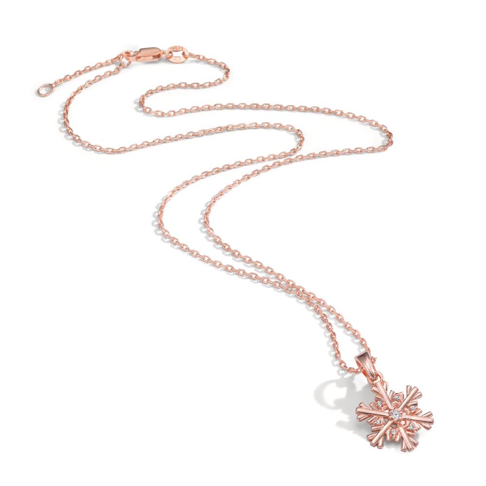 Necklace with pendant Silver Zirconia 7 Stones Rose Gold plated Snowflake 40-42 cm Ø13 mm