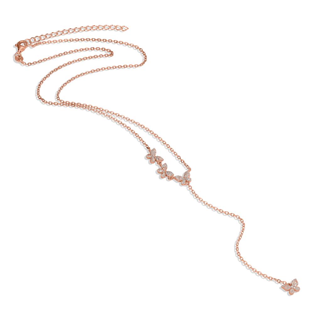 Necklace Silver Zirconia Rose Gold plated Butterfly 40-45 cm