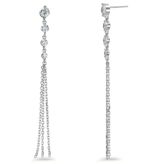 Drop Earrings Silver Zirconia 8 Stones Rhodium plated