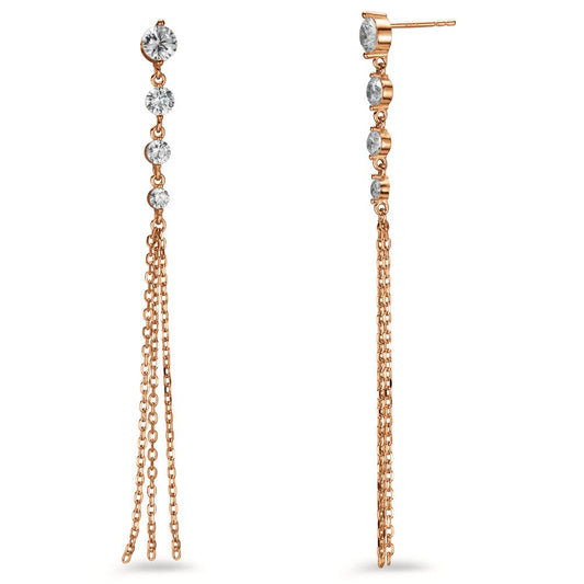 Drop Earrings Silver Zirconia 8 Stones Rose Gold plated