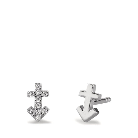 Stud earrings Silver Zirconia 9 Stones Rhodium plated