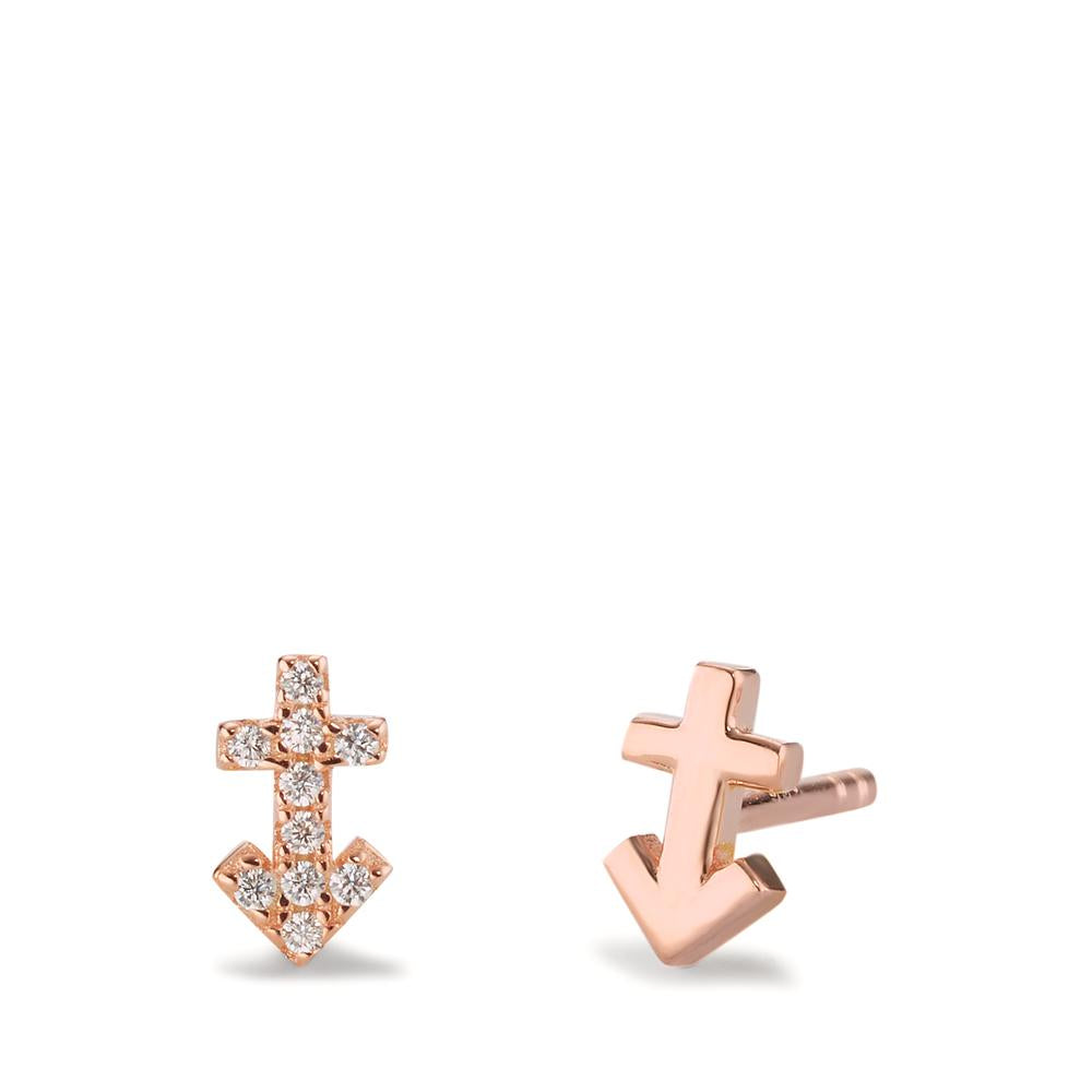 Stud earrings Silver Zirconia 9 Stones Rose Gold plated