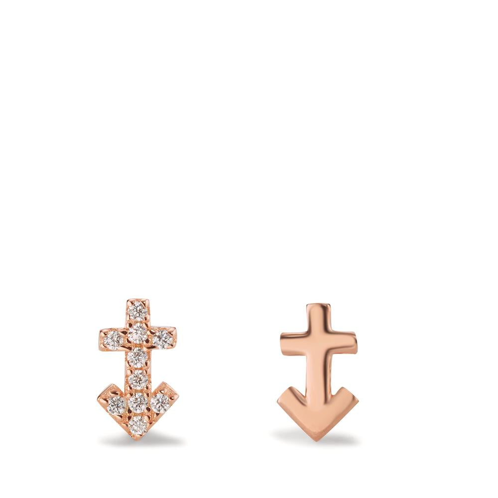 Stud earrings Silver Zirconia 9 Stones Rose Gold plated