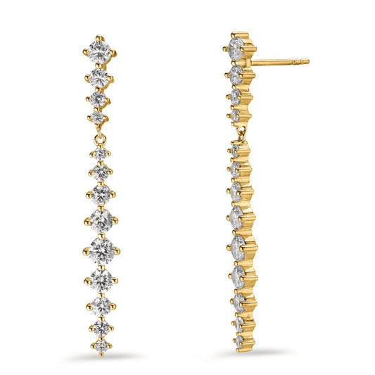 Drop Earrings Silver Zirconia 26 Stones Yellow Gold plated