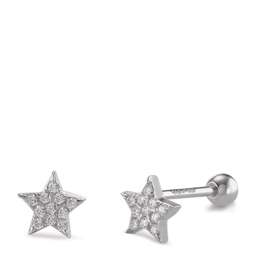 Piercing Silver Zirconia 22 Stones Rhodium plated Star Ø5.5 mm