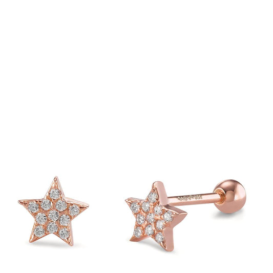 Piercing Silver Zirconia 22 Stones Rose Gold plated Star Ø5.5 mm