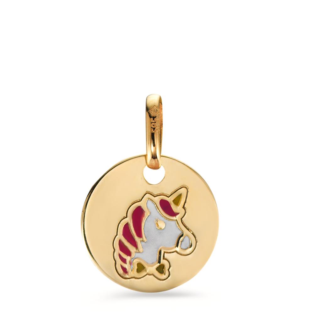 Pendant 14k Yellow Gold Lacquered Unicorn Ø9.5 mm