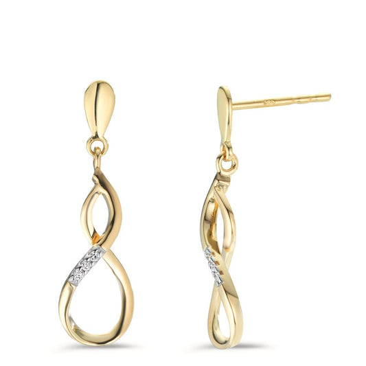 Drop Earrings 14k Yellow Gold Diamond 0.02 ct, w-si Infinity