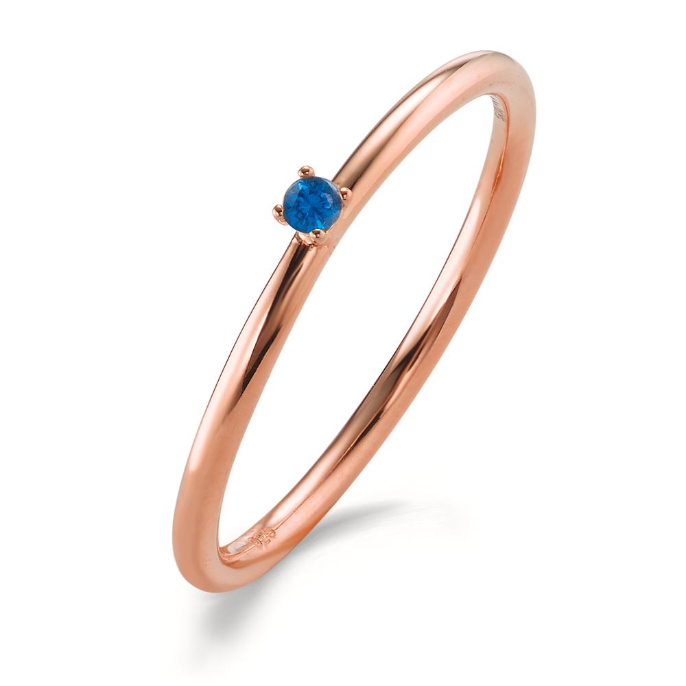 Stacking ring Silver Zirconia Blue, 2 mm Rose Gold plated