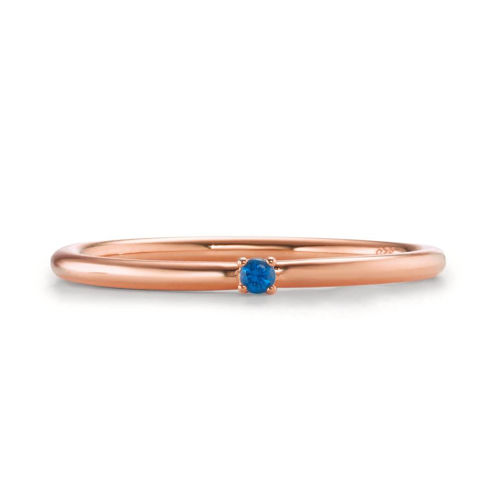 Stacking ring Silver Zirconia Blue, 2 mm Rose Gold plated