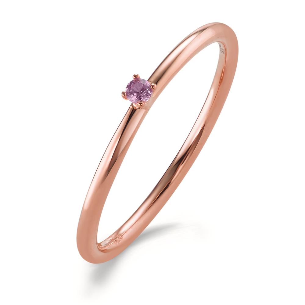 Stacking ring Silver Zirconia Pink, 2 mm Rose Gold plated