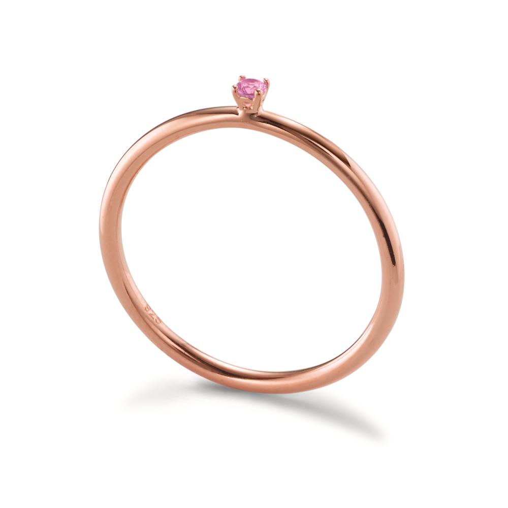 Stacking ring Silver Zirconia Pink, 2 mm Rose Gold plated