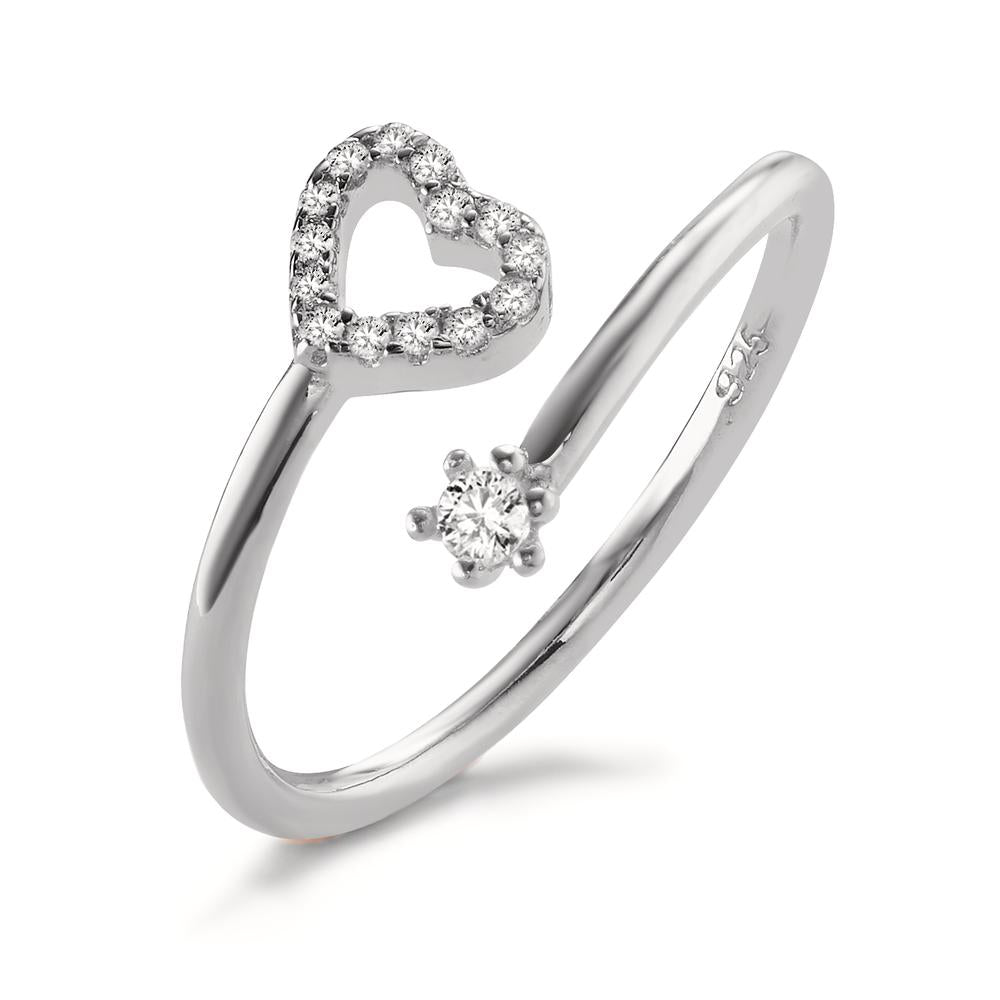 Ring Silver Zirconia 15 Stones Rhodium plated Heart