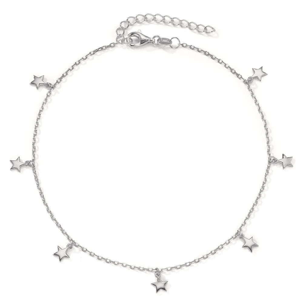 Anklet Silver Rhodium plated Star 23-27 cm