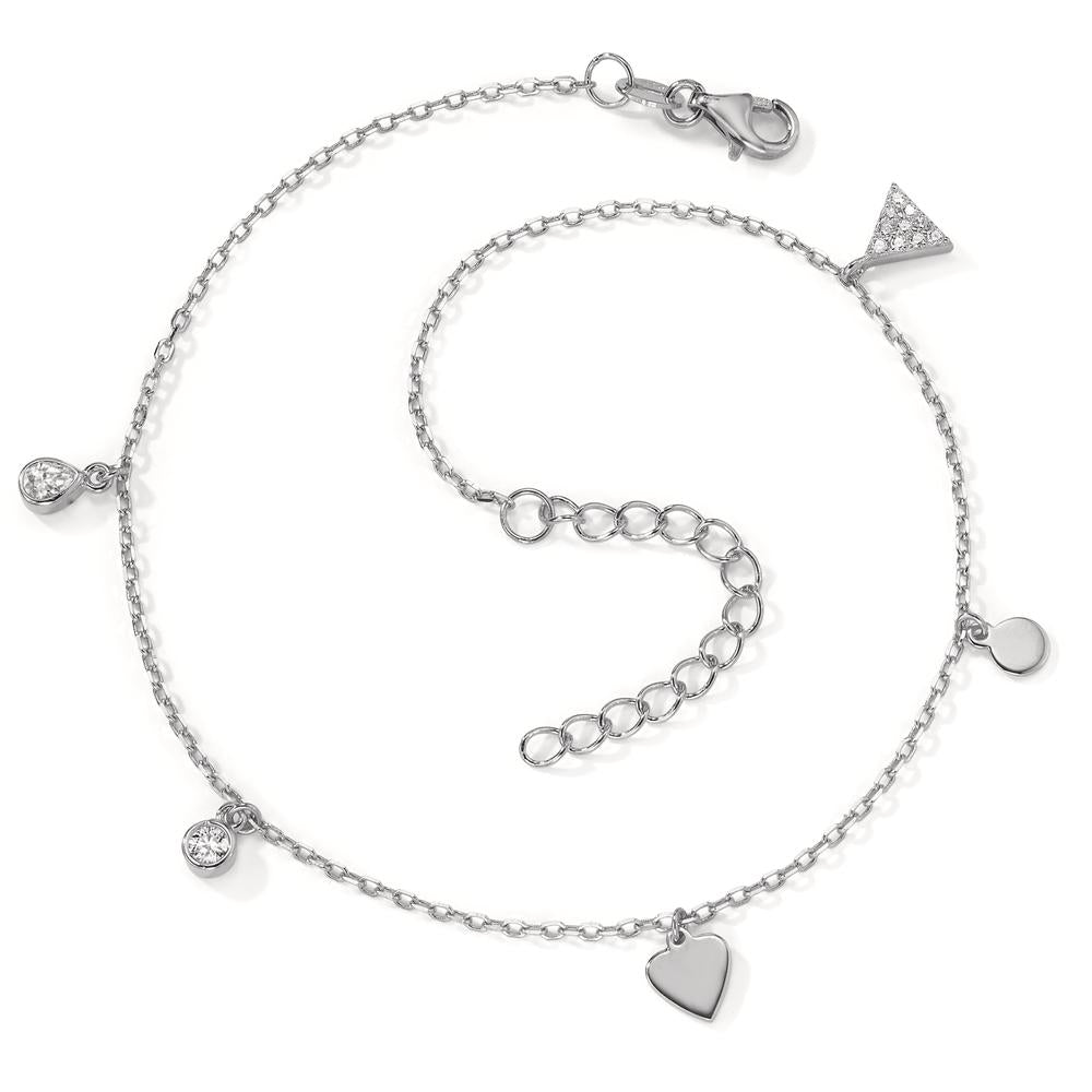 Anklet Silver Zirconia 12 Stones Rhodium plated 24-28 cm