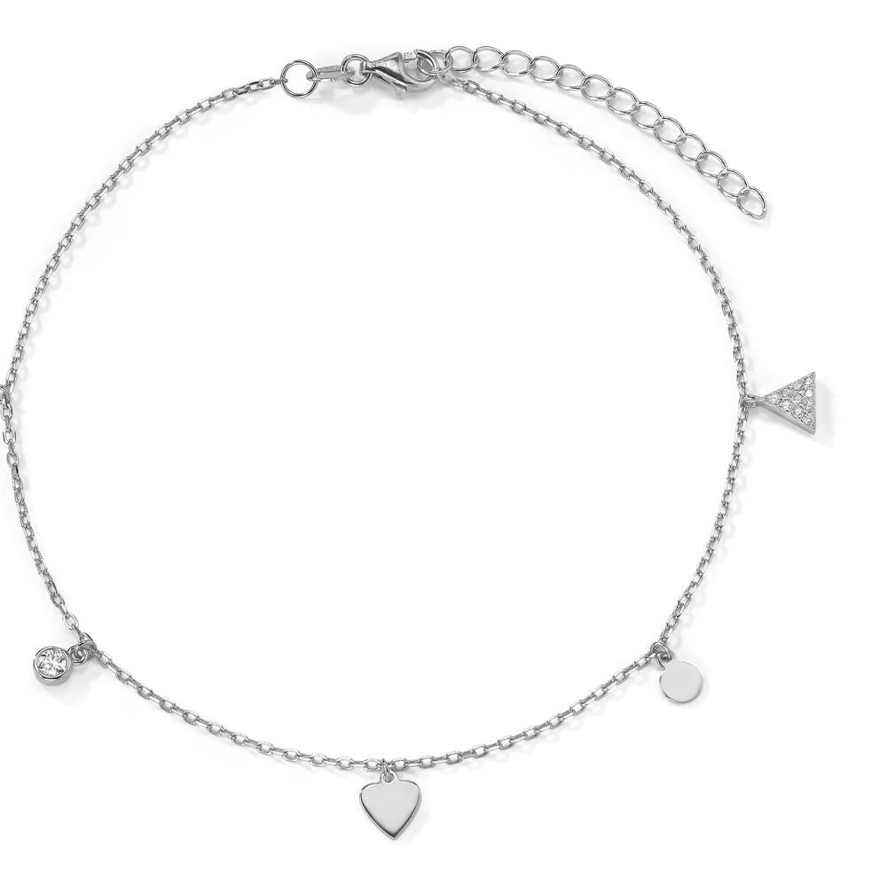 Anklet Silver Zirconia 12 Stones Rhodium plated 24-28 cm