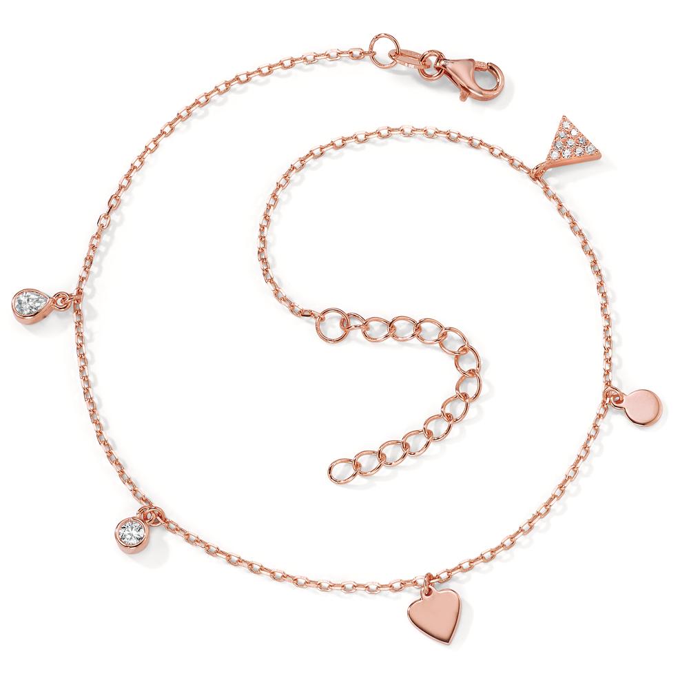 Anklet Silver Zirconia 12 Stones Rose Gold plated 24-28 cm