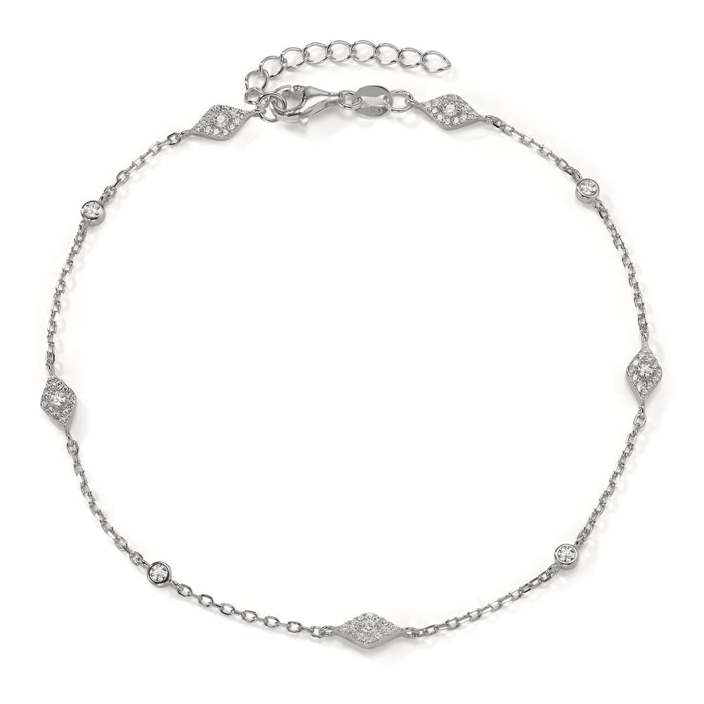 Anklet Silver Zirconia 57 Stones Rhodium plated 22.5-25.5 cm