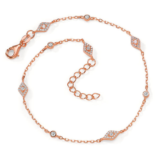 Anklet Silver Zirconia 57 Stones Rose Gold plated 22.5-25.5 cm