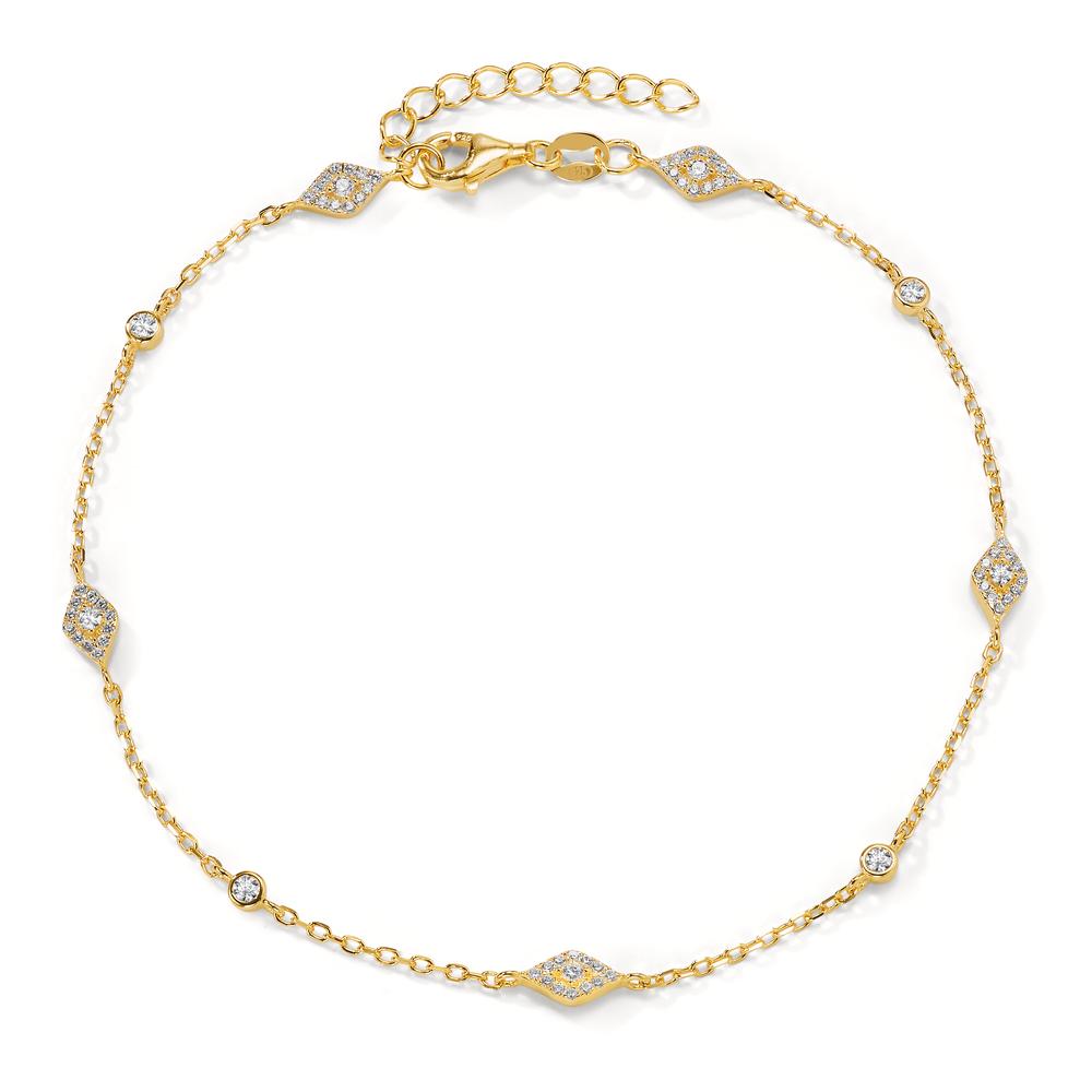 Anklet Silver Zirconia 57 Stones Yellow Gold plated 22.5-25.5 cm