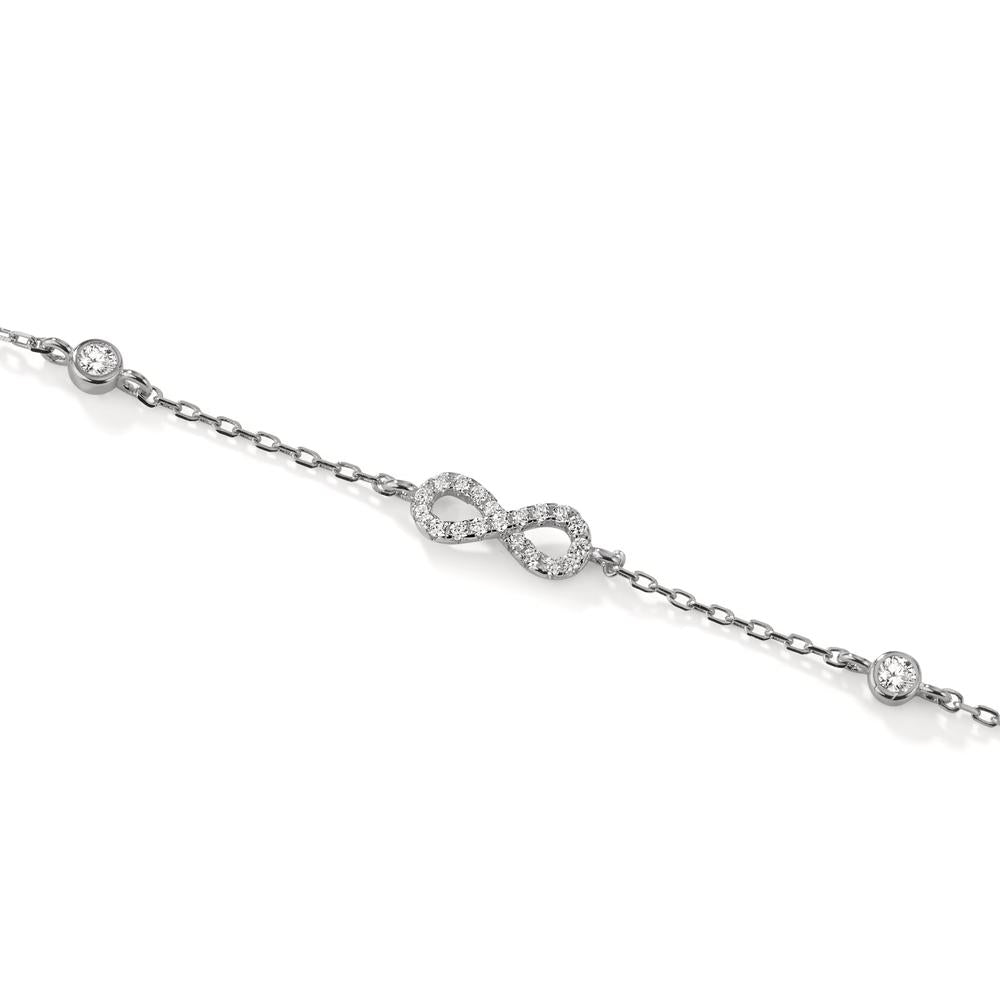 Bracelet Silver Zirconia Rhodium plated Infinity 16-19 cm