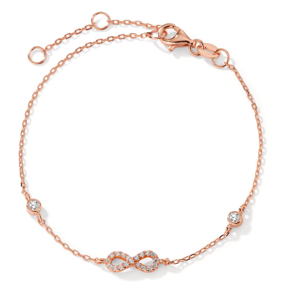 Bracelet Silver Zirconia Rose Gold plated Infinity 16-19 cm