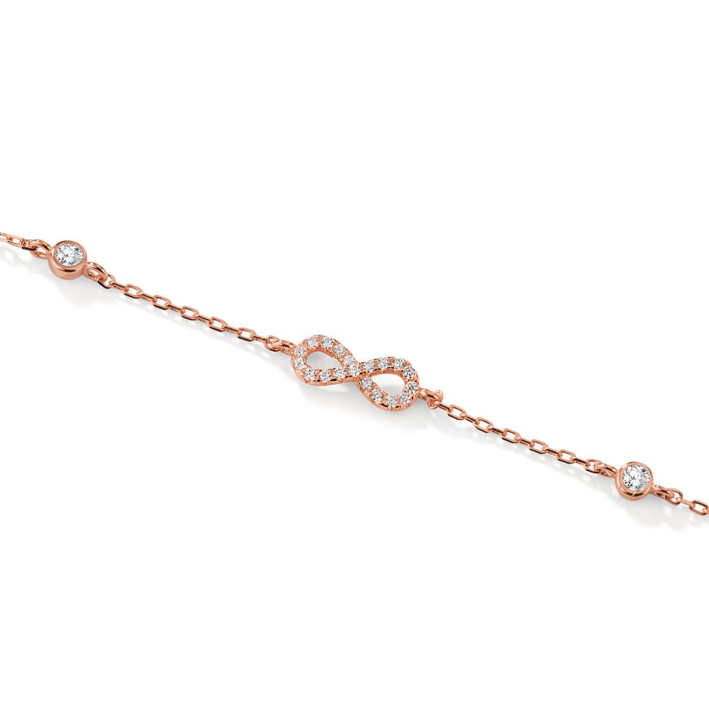 Bracelet Silver Zirconia Rose Gold plated Infinity 16-19 cm