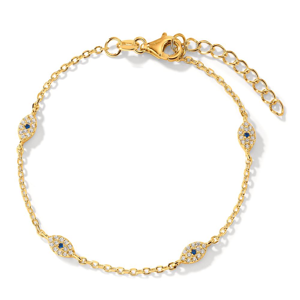 Bracelet Silver Zirconia Yellow Gold plated 16-19 cm