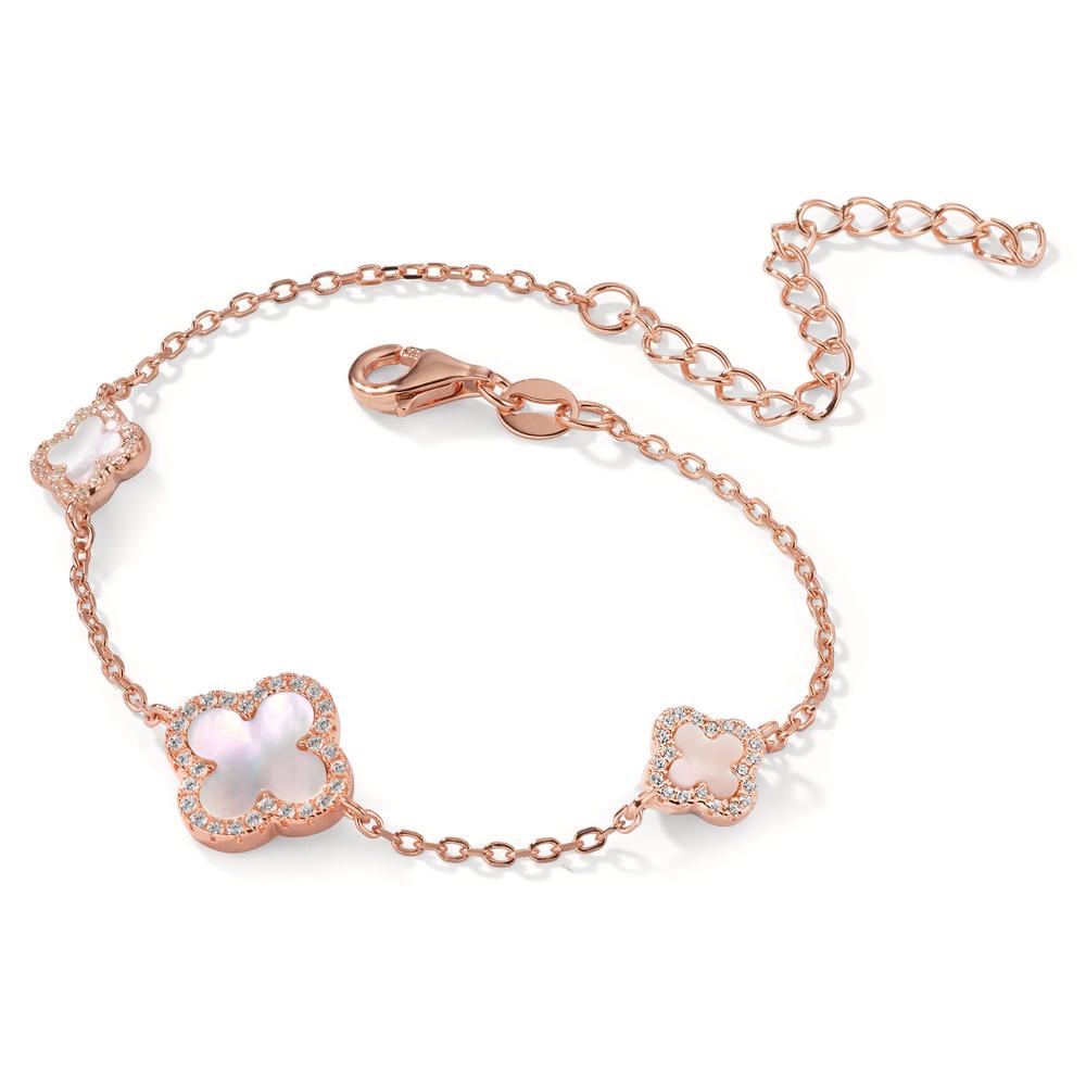 Bracelet Silver Zirconia Rose Gold plated Mother of pearl 16-19 cm