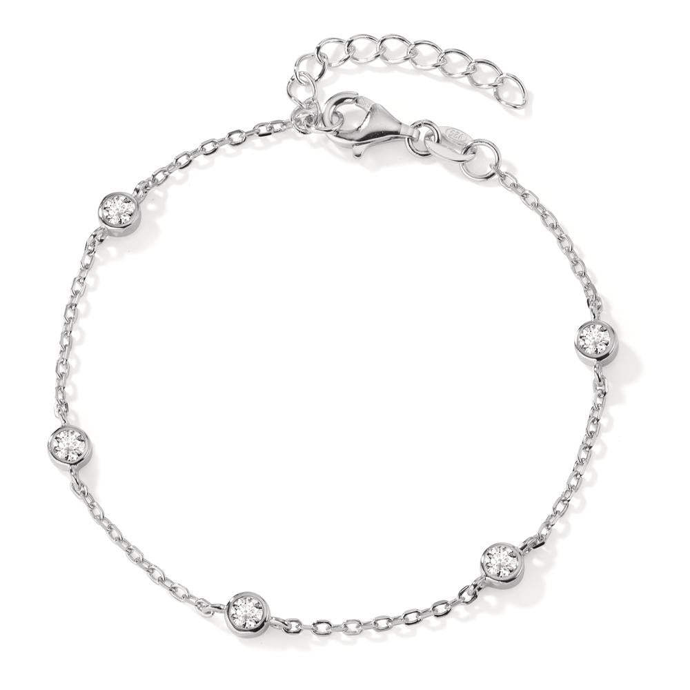 Bracelet Silver Zirconia 5 Stones Rhodium plated 16-19 cm