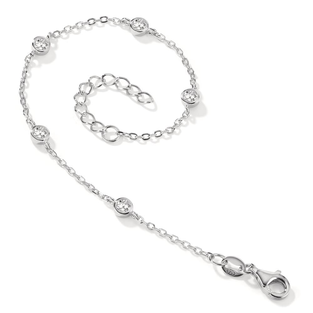 Bracelet Silver Zirconia 5 Stones Rhodium plated 16-19 cm