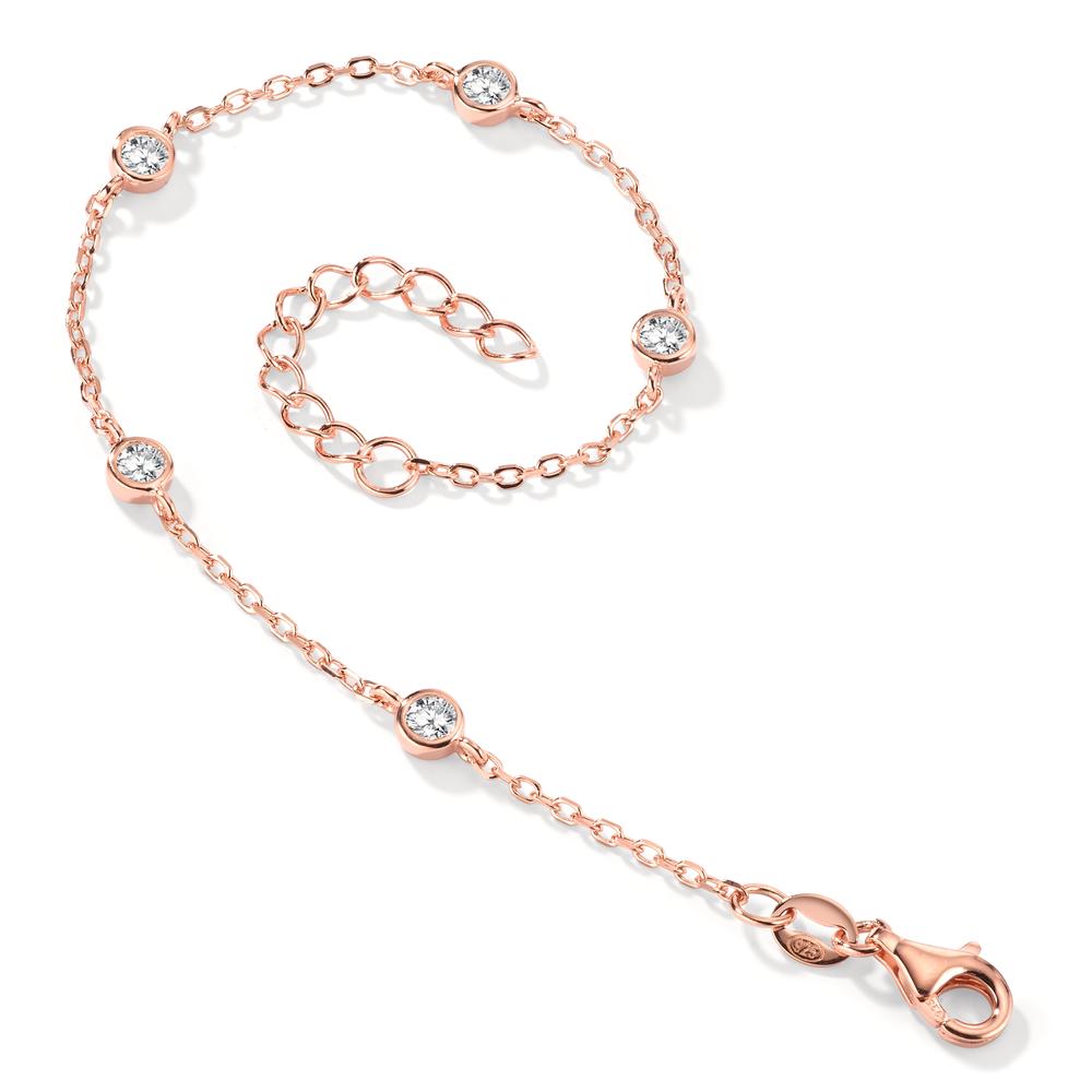 Bracelet Silver Zirconia 5 Stones Rose Gold plated 16-19 cm