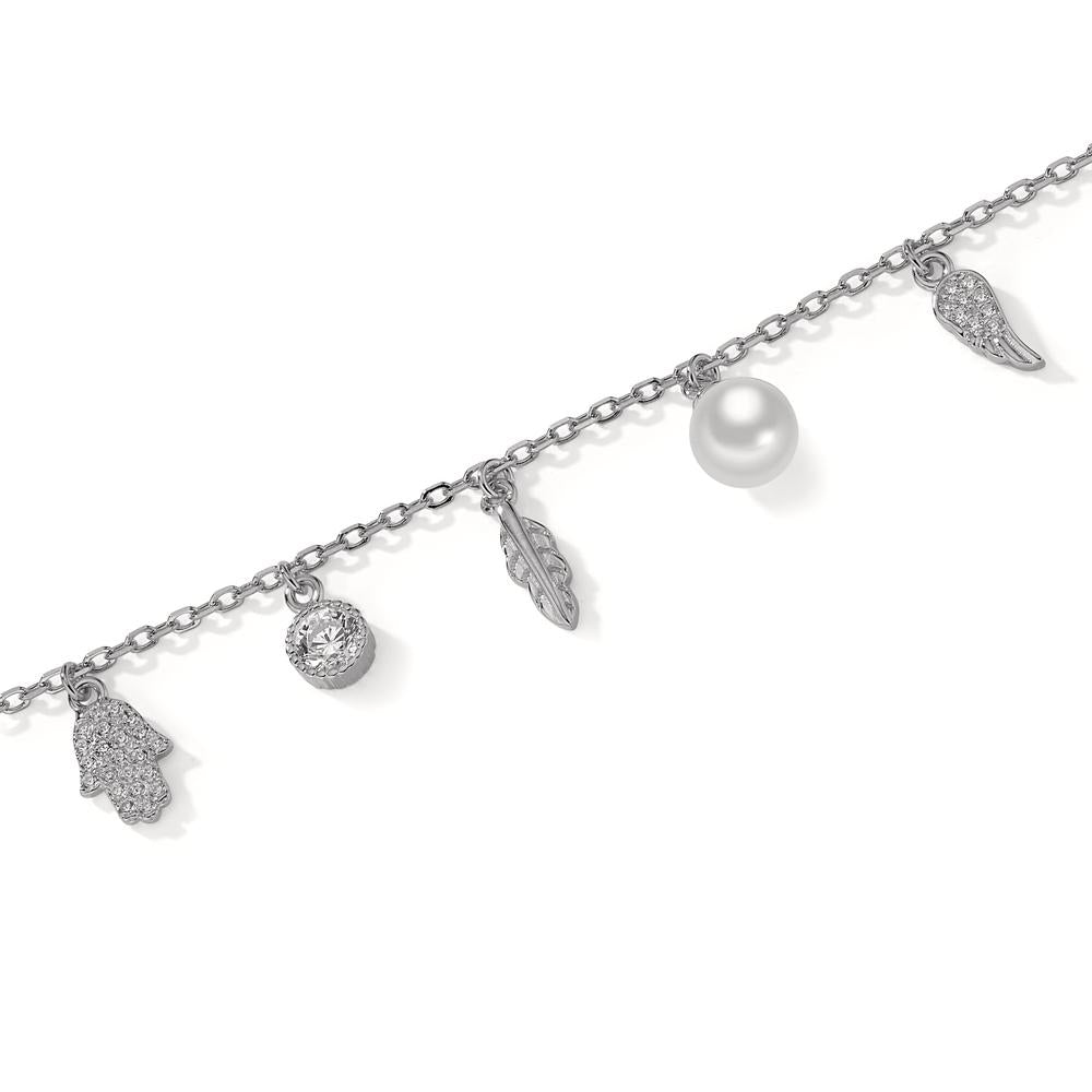 Bracelet Silver Zirconia Rhodium plated Shining pearls 16-19 cm