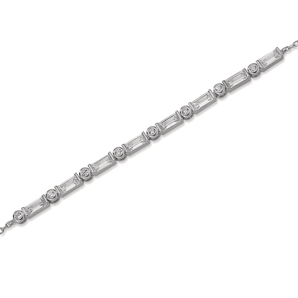 Bracelet Silver Zirconia 16 Stones Rhodium plated 15.5-18.5 cm